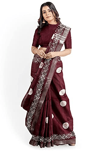 Linen batik print saree