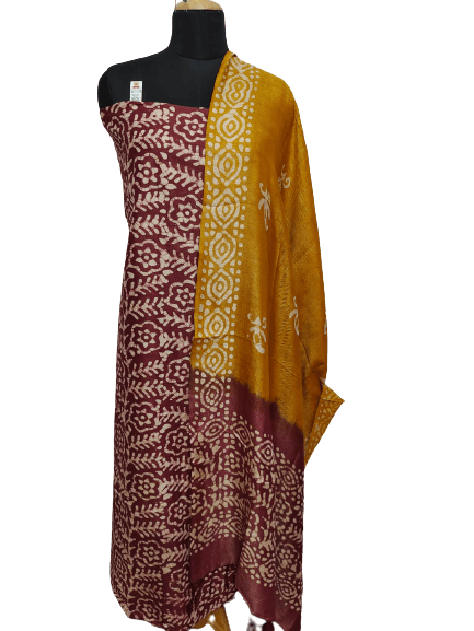 Cotton dupion batik print suit bhagalpur