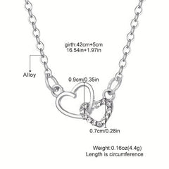 Women's Dual Heart Pendant with Chain Micro Plating