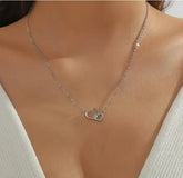 Women's Dual Heart Pendant with Chain Micro Plating