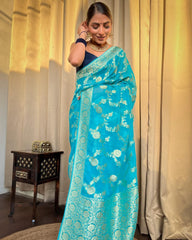 Semi Gregory Banarsi Design saree & blouse piece
