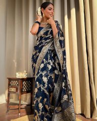 Semi Gregory Banarsi Design saree & blouse piece