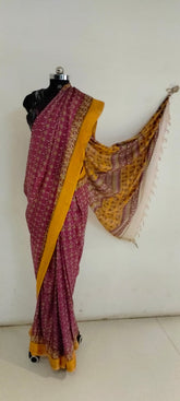 Soft silk hand print saree