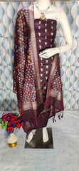 Top and dupatta fabric banarasi chandari silk dovi suit resam work