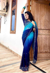 Havy Soft Georgette Mirror Work Saree