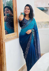 Havy Soft Georgette Mirror Work Saree