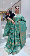 Pure tussar munga silk saree with beautiful meenakari design