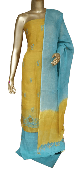 Linen embroidery suit silkzon.in