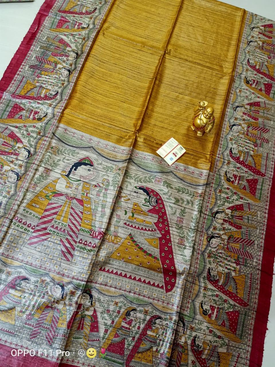 Tussar Madhubani Silk Saree silkzon.in
