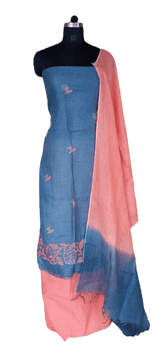 Linen embroidery suit silkzon.in