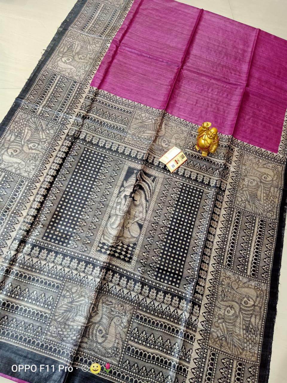 Tussar Madhubani Silk Saree silkzon.in