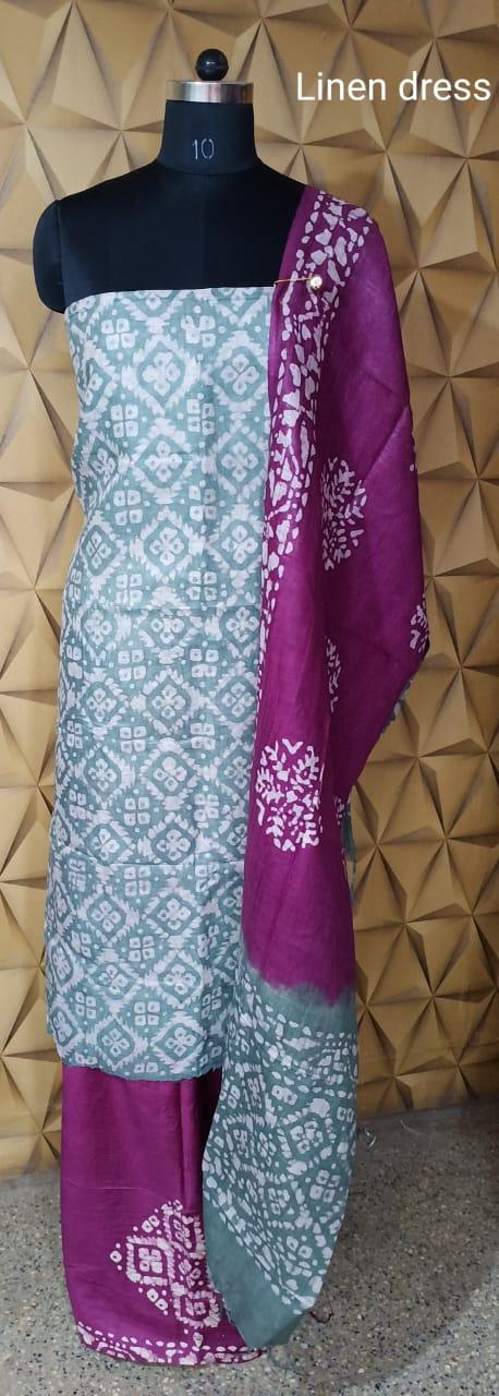 Linen print suit silkzon.in