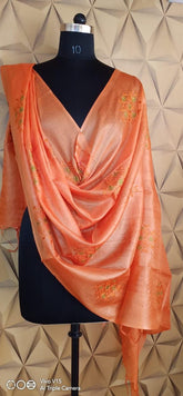 Tussar silk embroidery dupatta silkzon.in