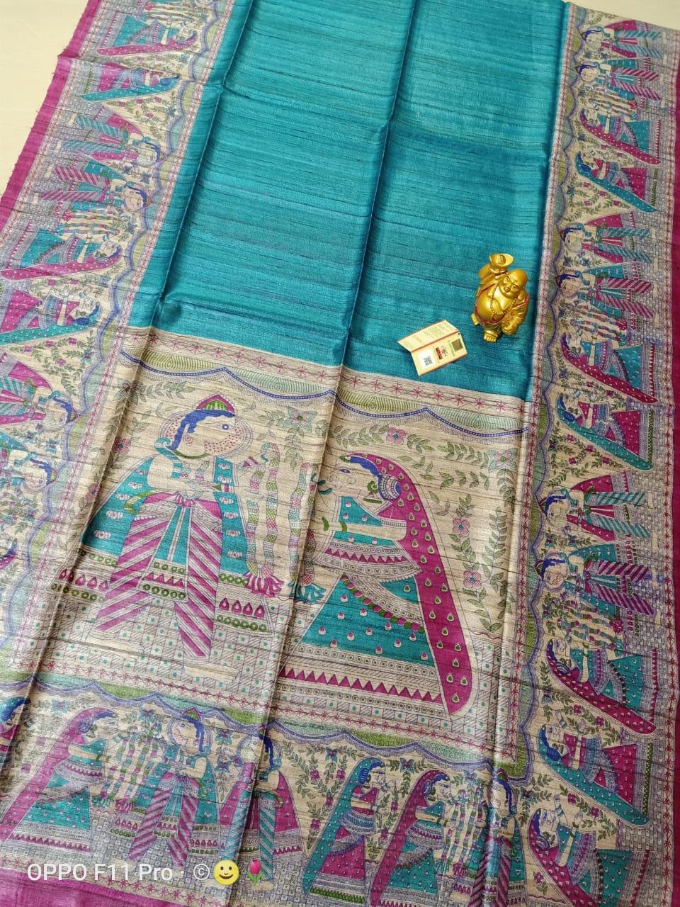 Tussar Madhubani Silk Saree silkzon.in