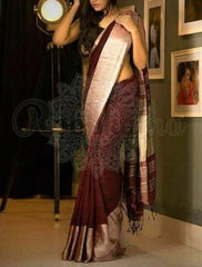 Linen saree silkzon.in