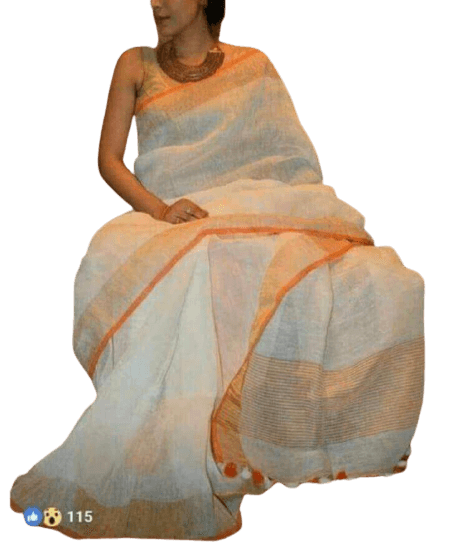 Linen saree silkzon.in