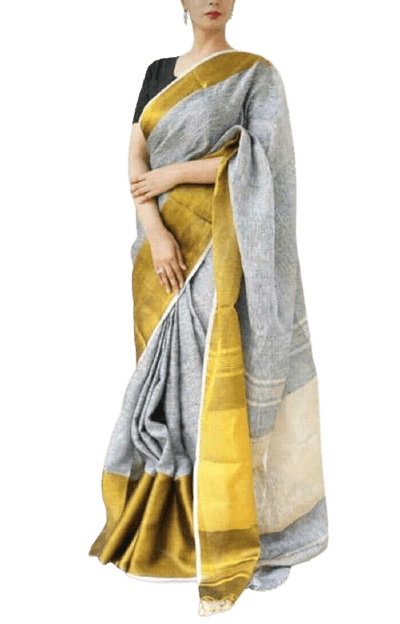 Linen saree silkzon.in