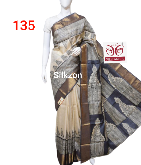 Pure Tussar Silk print saree