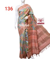 Pure Tussar Silk print saree