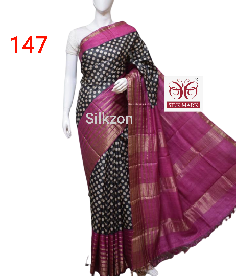 Pure Tussar Silk print saree