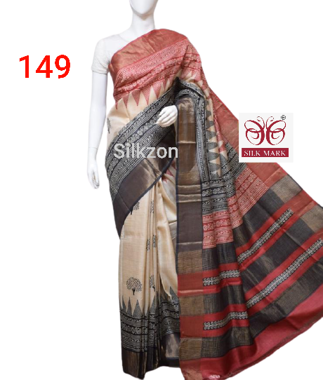 Pure Tussar Silk print saree