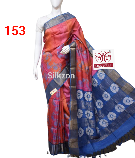 Pure Tussar Silk print saree
