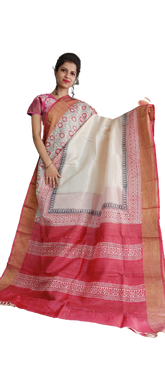 Pure Tussar Silk print saree