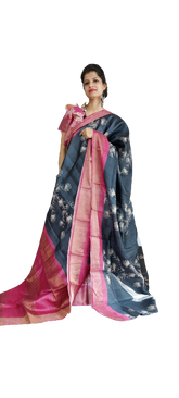 Pure Tussar Silk print saree