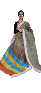 Pure Linen Print Saree SILK ZONE