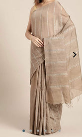 Semi tussar munga silk stripe saree SILK ZONE