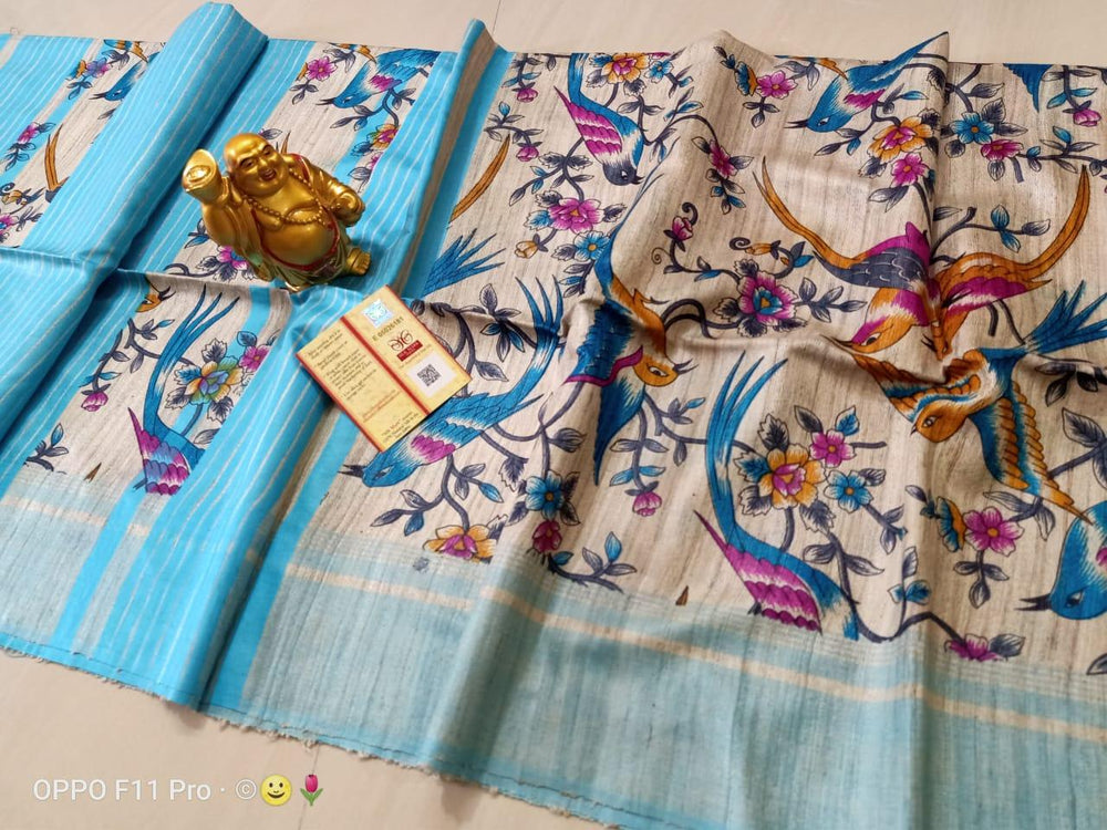 TUSSAR SILK PRINT SAREE