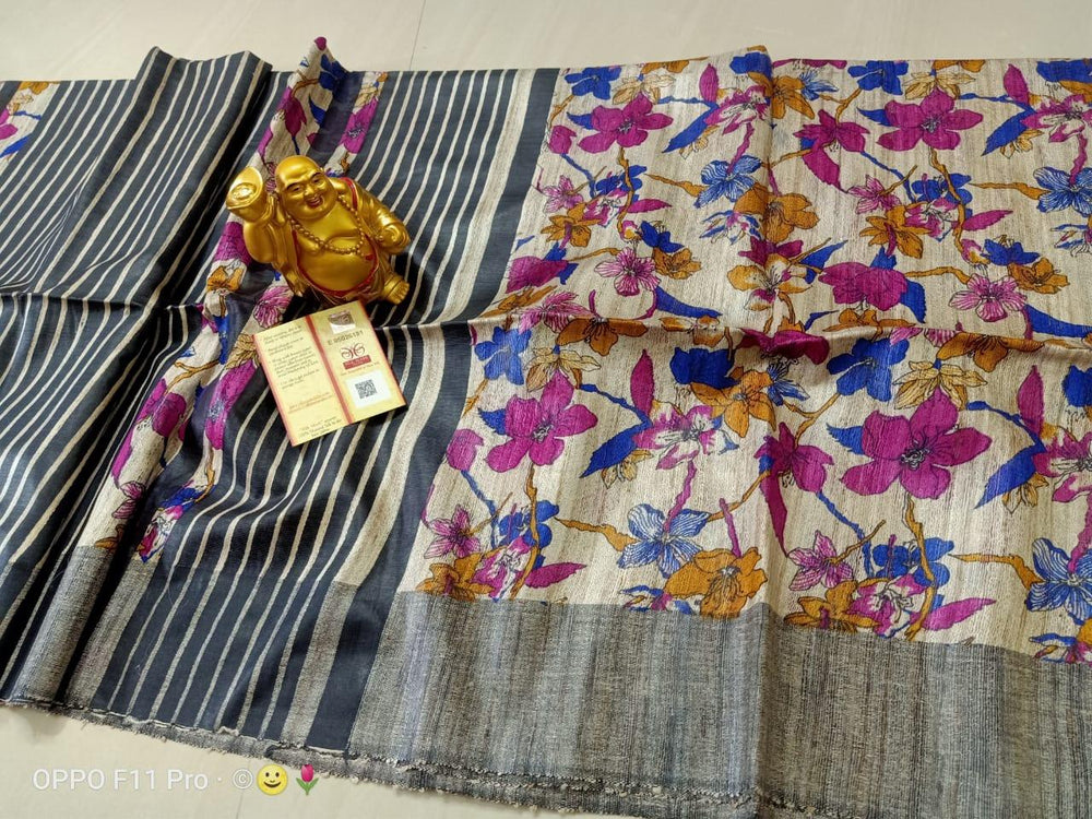 TUSSAR SILK PRINT SAREE