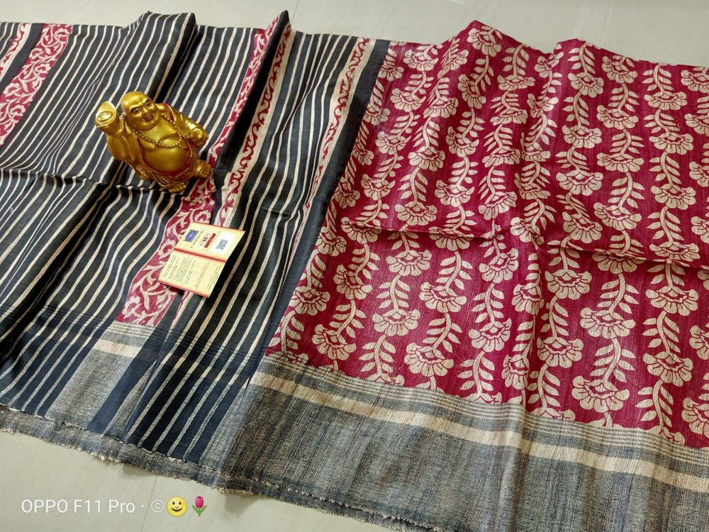 TUSSAR SILK PRINT SAREE