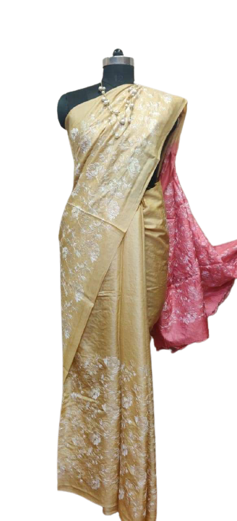 Pure Tussar Silk print saree
