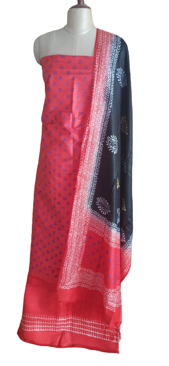 Soft silk hand print suit SILK ZONE