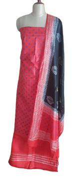 Soft silk hand print suit SILK ZONE