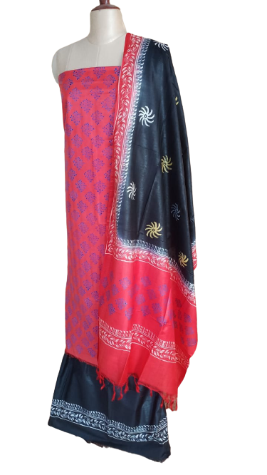 Soft Silk hand print suit SILK ZONE