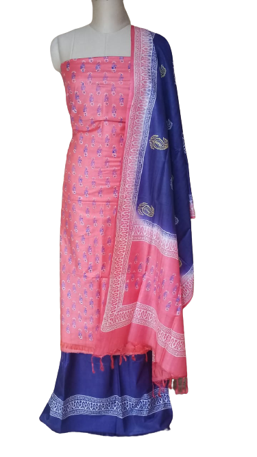 Soft silk hand print suit SILK ZONE