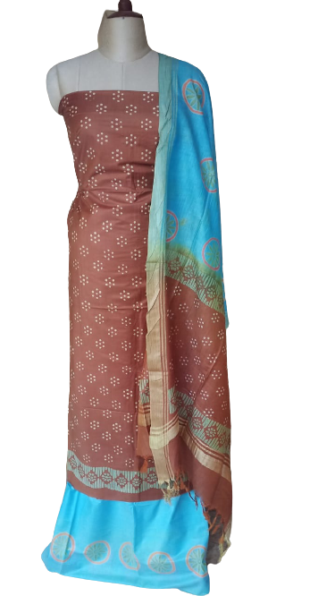 Soft silk hand print suit SILK ZONE