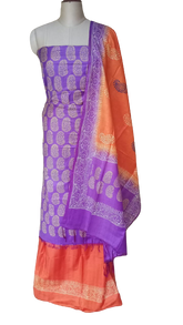 Soft silk hand print suit SILK ZONE