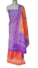 Soft silk hand print suit SILK ZONE