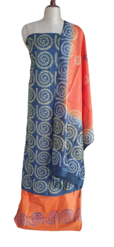 Soft silk hand print suit SILK ZONE