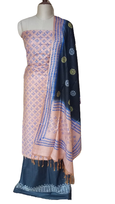 Soft silk hand print suit SILK ZONE