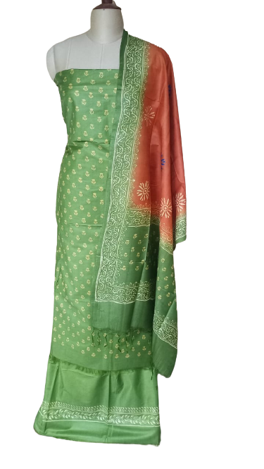 Soft silk hand print suit SILK ZONE