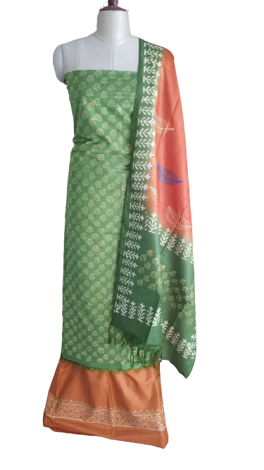 Soft silk hand print suit SILK ZONE