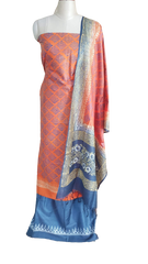 Soft silk hand print suit SILK ZONE