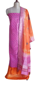 Soft silk hand print suit SILK ZONE