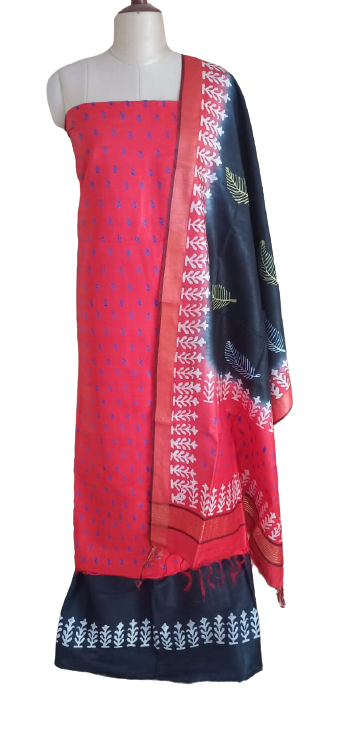 Soft silk hand print suit SILK ZONE