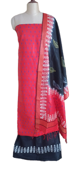 Soft silk hand print suit SILK ZONE