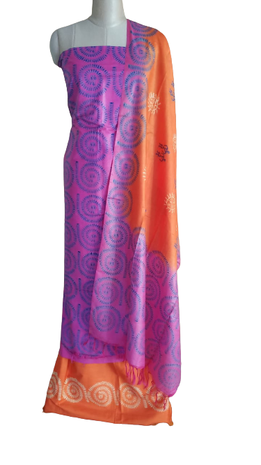 Soft Silk hand print suit SILK ZONE